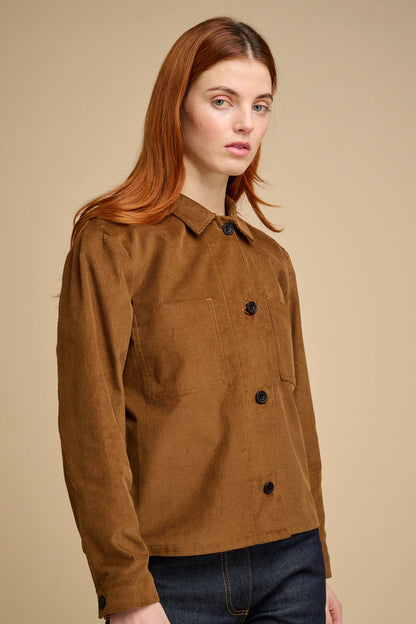 Elena Corduroy Overshirt – Tan