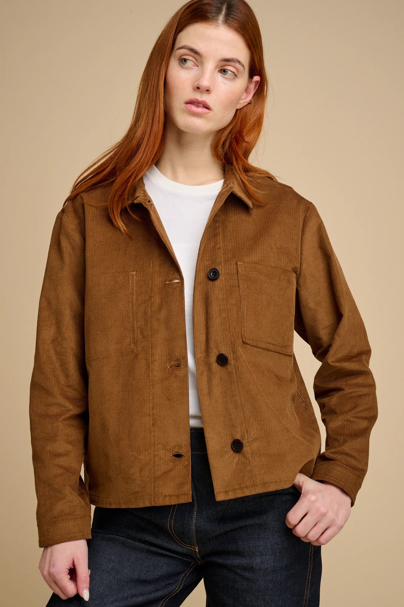 Elena Corduroy Overshirt – Tan