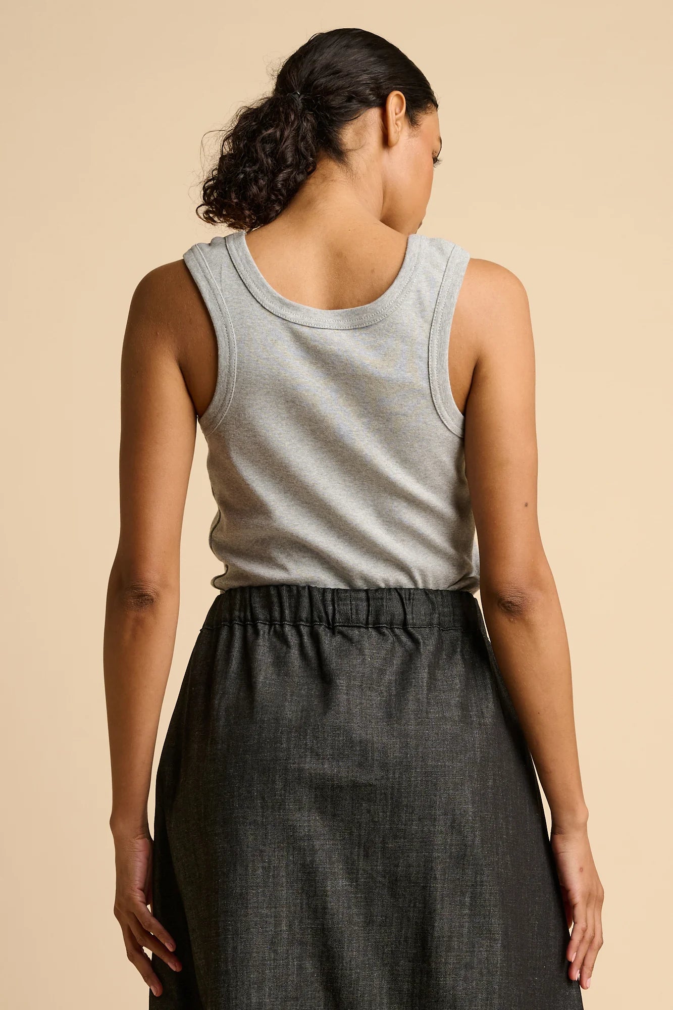 Lottie Full Denim Skirt - Black